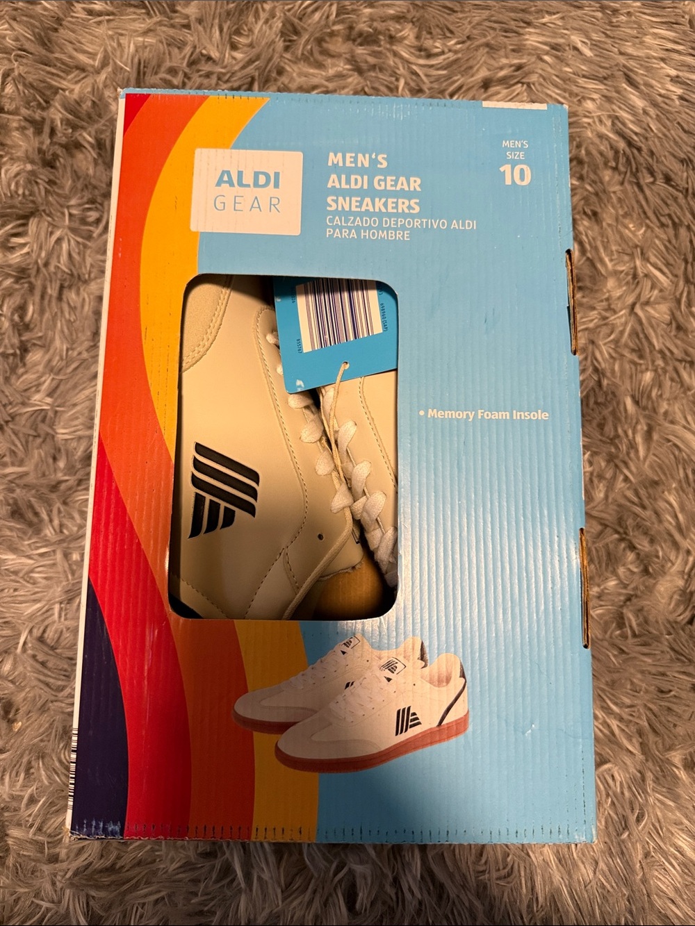 Aldi Gear Men’s Cream Sneakers with Black Logo - Size 10
